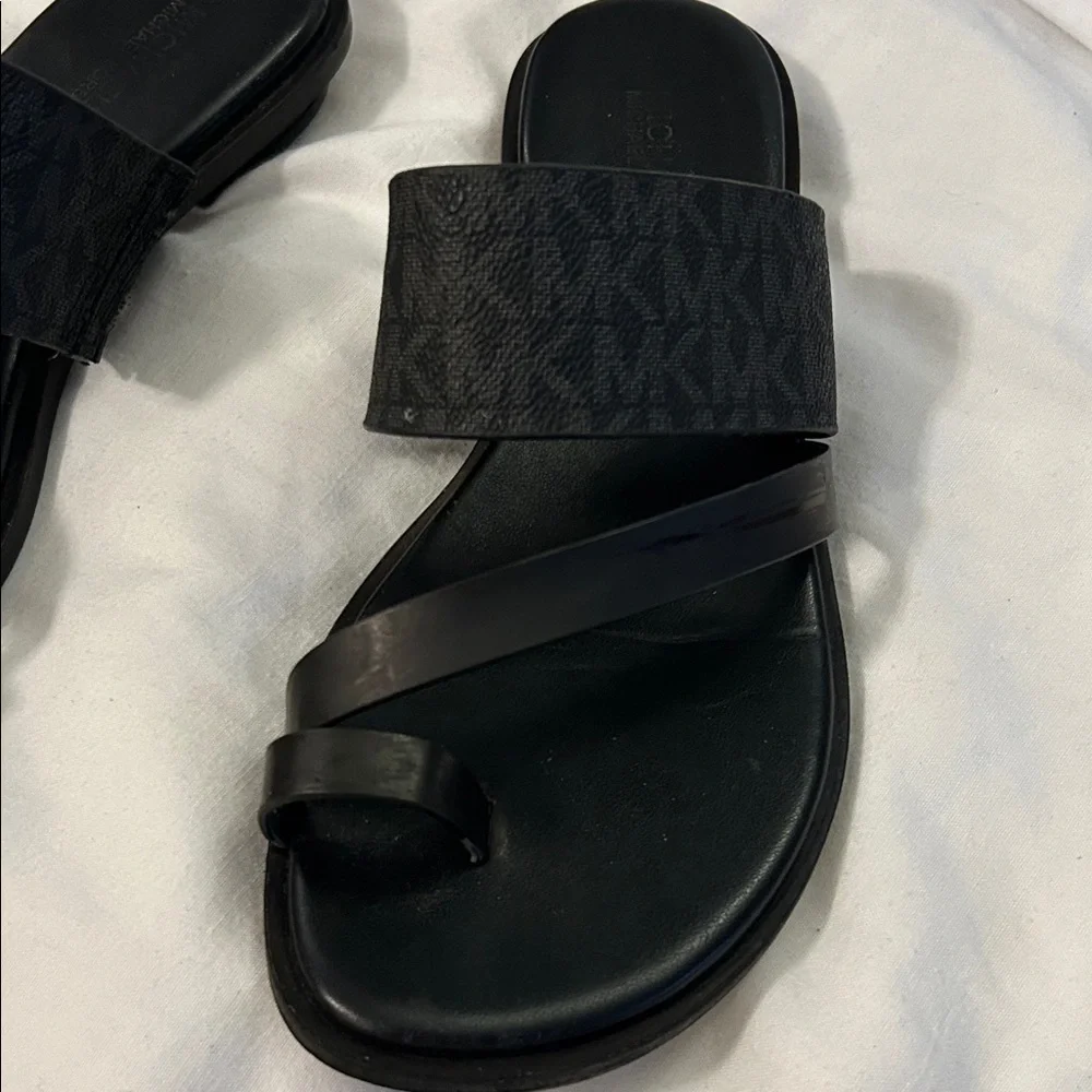 Michael Kors Black Logo Strap Slide Sandals Side 6.5
